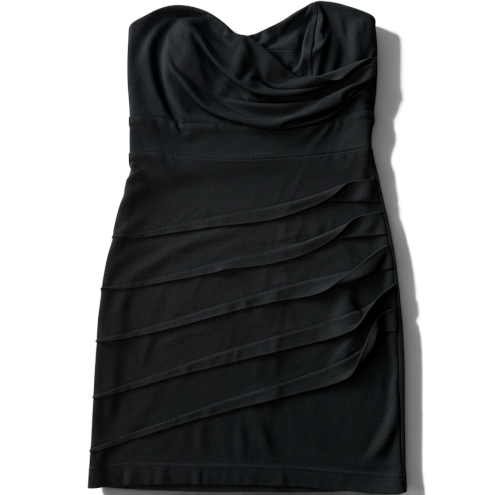 Alythea Black Strapless Mini Dress Womens Size Medium Tiered Ruffle Bodycon